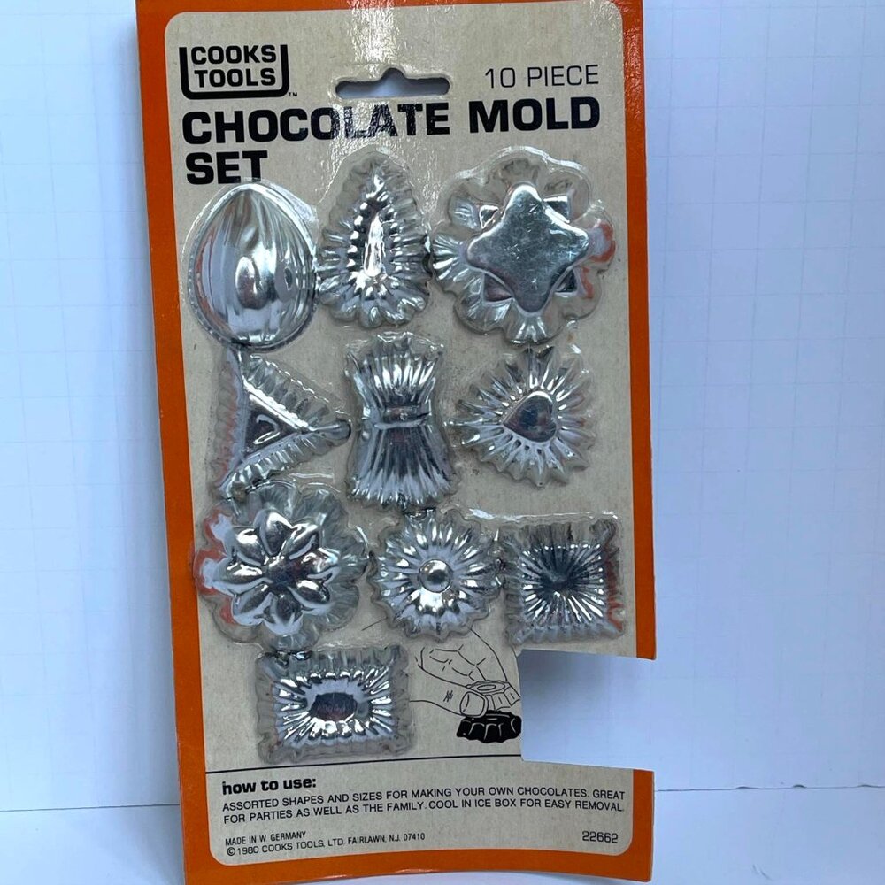 Cooks Tools Chocolate Mold Set 10 Piece  Vintage NIP Mini Metal  NIP